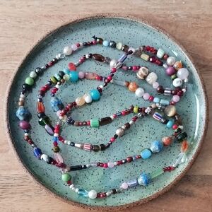 Long Multi Colored Mixed Beaded Necklace